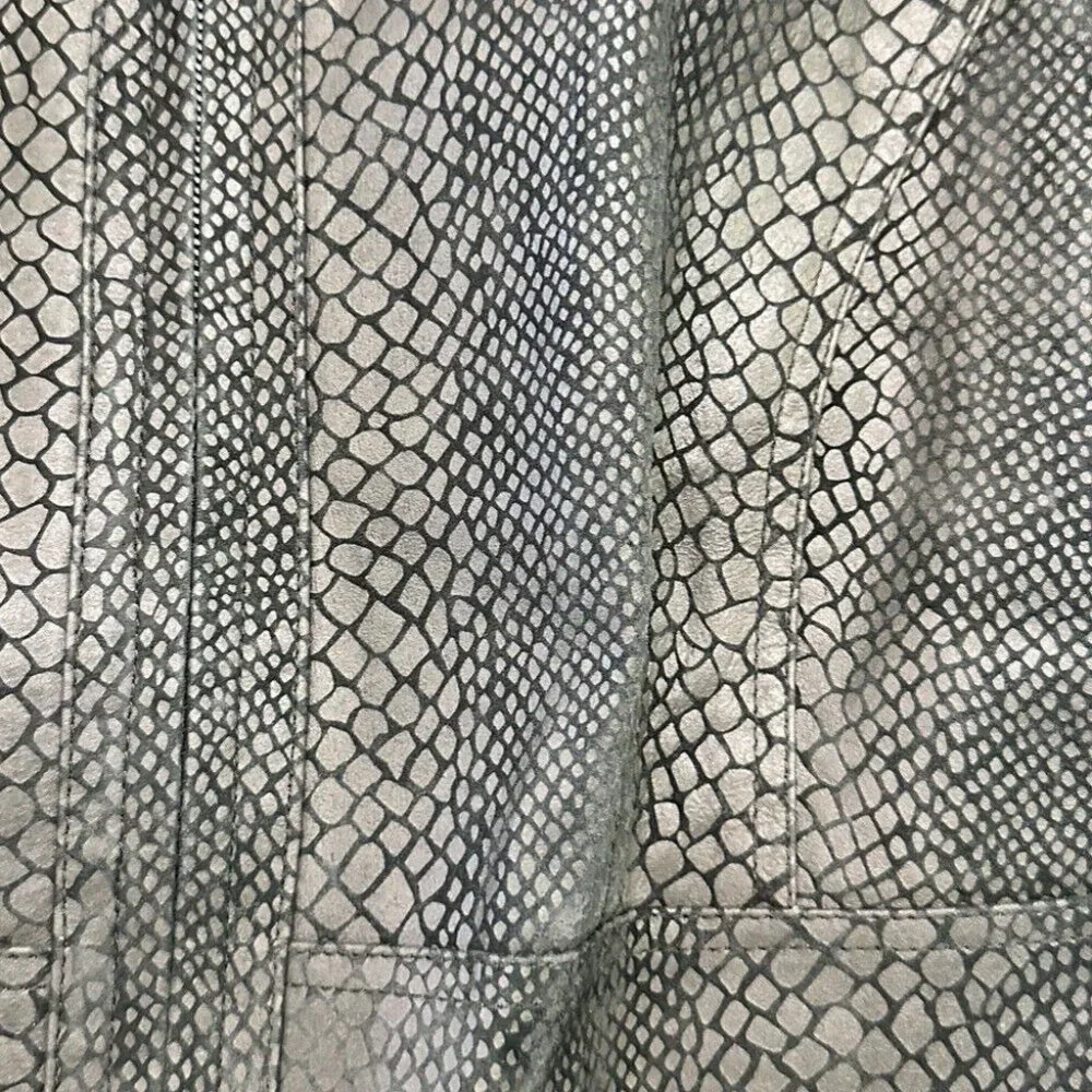 Alfani snakeskin print leather jacket coat SIZE LARGE - Picture 3 of 4